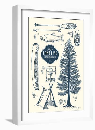 The Lake Life - Collage-Lantern Press-Framed Art Print