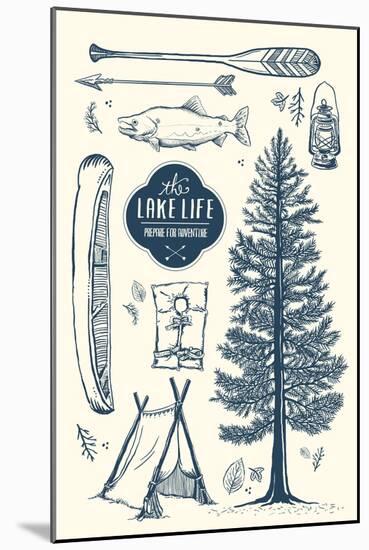 The Lake Life - Collage-Lantern Press-Mounted Art Print