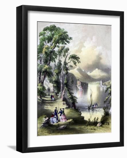 The Lake of Killarney with the Ruins of Innisfallen Abbey, Ireland, 19th Century-John Brandard-Framed Giclee Print