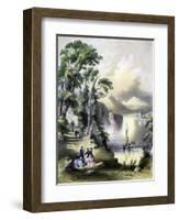 The Lake of Killarney with the Ruins of Innisfallen Abbey, Ireland, 19th Century-John Brandard-Framed Giclee Print