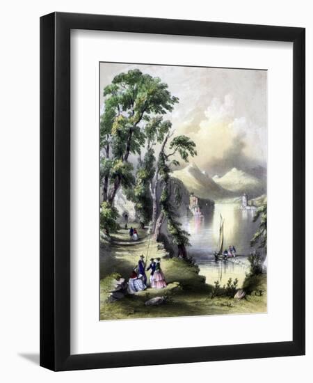 The Lake of Killarney with the Ruins of Innisfallen Abbey, Ireland, 19th Century-John Brandard-Framed Giclee Print