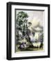 The Lake of Killarney with the Ruins of Innisfallen Abbey, Ireland, 19th Century-John Brandard-Framed Giclee Print