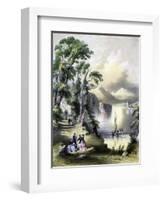 The Lake of Killarney with the Ruins of Innisfallen Abbey, Ireland, 19th Century-John Brandard-Framed Giclee Print