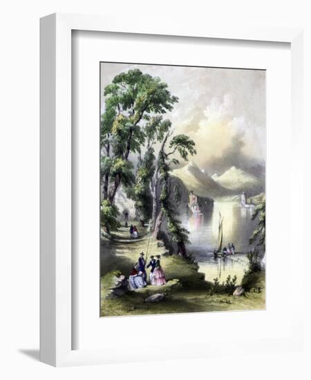 The Lake of Killarney with the Ruins of Innisfallen Abbey, Ireland, 19th Century-John Brandard-Framed Giclee Print