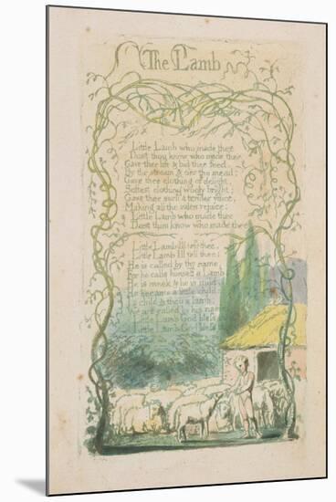 'The Lamb,' Plate 17 from 'Songs of Innocence,' 1789-William Blake-Mounted Giclee Print