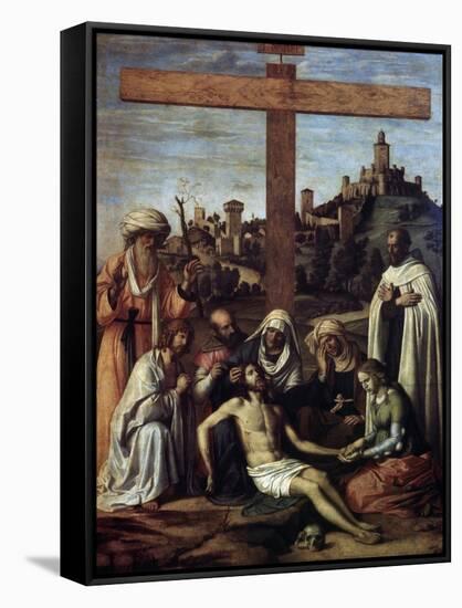 The Lamentation over Christ with a Carmelite Monk, C1510-Giovanni Battista Cima Da Conegliano-Framed Stretched Canvas