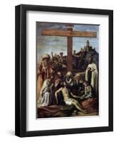 The Lamentation over Christ with a Carmelite Monk, C1510-Giovanni Battista Cima Da Conegliano-Framed Giclee Print