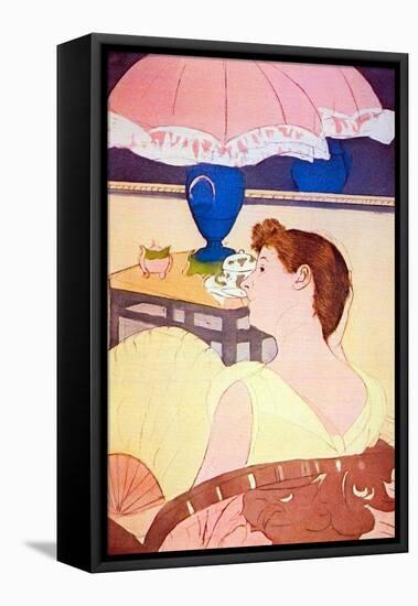 The Lamp-Mary Cassatt-Framed Stretched Canvas