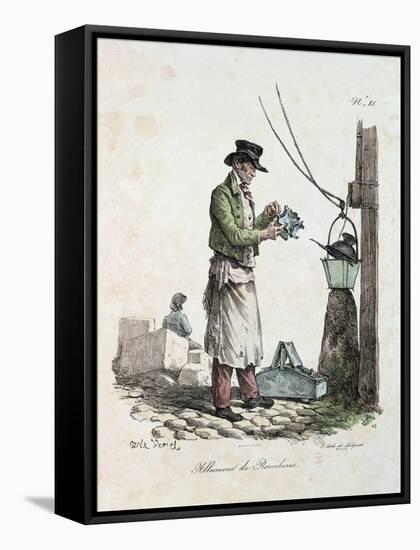 The Lamplighter, Engraved by Francois Seraphin Delpech-Antoine Charles Horace Vernet-Framed Stretched Canvas