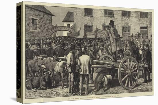 The Land League Agitation in Ireland, a Sheriff's Sale of Cattle, to Pay Rent-Aloysius O'Kelly-Stretched Canvas