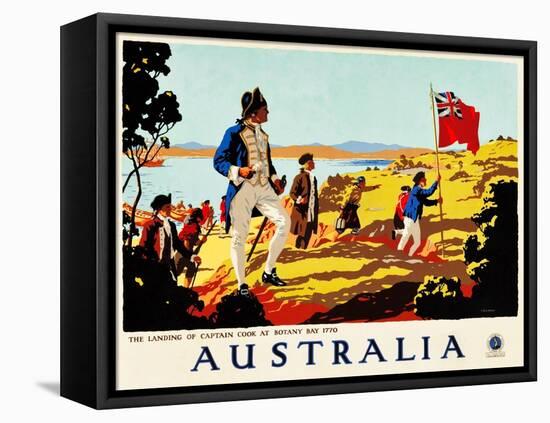 The Landing Of Captain Cook At Botany Bay, 1770-Percy Trompf-Framed Stretched Canvas