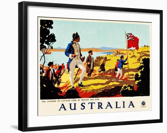 The Landing Of Captain Cook At Botany Bay, 1770-Percy Trompf-Framed Art Print