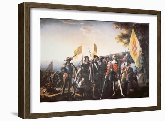 The Landing of Columbus in America in 1492-John Vanderlyn-Framed Giclee Print