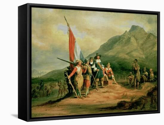 The Landing of Jan Van Riebeeck (1619-77) 6th April 1652, 1850-Charles Bell II-Framed Stretched Canvas