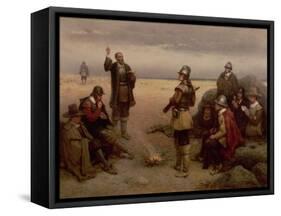 The Landing of the Pilgrim Fathers, 1620-George Henry Boughton-Framed Stretched Canvas