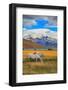The Landscape in the National Park Torres Del Paine, Chile. Lake Laguna Azul in the Mountains. on T-kavram-Framed Photographic Print