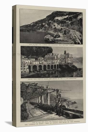 The Landslip in Italy, View of Amalfi, the Scene of the Disaster-null-Stretched Canvas