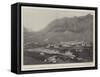 The Landslip in Switzerland, the Village of Airolo, with the Sasso Rosso in the Background-null-Framed Stretched Canvas