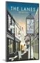 The Lanes, Brighton - Dave Thompson Contemporary Travel Print-Dave Thompson-Mounted Giclee Print