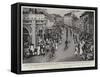 The Langer Procession in Hyderabad, the Nizam's Bicycle Boys' Corps-null-Framed Stretched Canvas