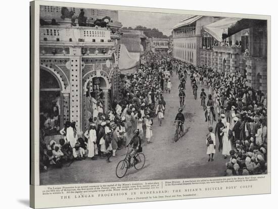 The Langer Procession in Hyderabad, the Nizam's Bicycle Boys' Corps-null-Stretched Canvas