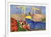 The Langlois Bridge at Arles with Women Washing-Vincent van Gogh-Framed Premium Giclee Print