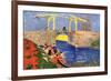 The Langlois Bridge at Arles with Women Washing-Vincent van Gogh-Framed Premium Giclee Print