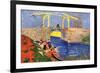 The Langlois Bridge at Arles with Women Washing-Vincent van Gogh-Framed Premium Giclee Print