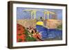 The Langlois Bridge at Arles with Women Washing-Vincent van Gogh-Framed Art Print