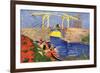 The Langlois Bridge At Arles with Women Washing-Vincent van Gogh-Framed Art Print