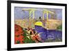 The Langlois Bridge At Arles with Women Washing-Vincent van Gogh-Framed Art Print