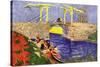 The Langlois Bridge At Arles with Women Washing-Vincent van Gogh-Stretched Canvas