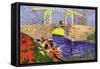 The Langlois Bridge At Arles with Women Washing-Vincent van Gogh-Framed Stretched Canvas