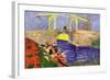 The Langlois Bridge At Arles with Women Washing-Vincent van Gogh-Framed Art Print