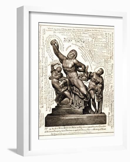 The Laocoon as Jehovah with Satan and Adam, C.1820-William Blake-Framed Giclee Print