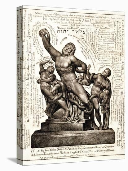 The Laocoon as Jehovah with Satan and Adam, C.1820-William Blake-Stretched Canvas