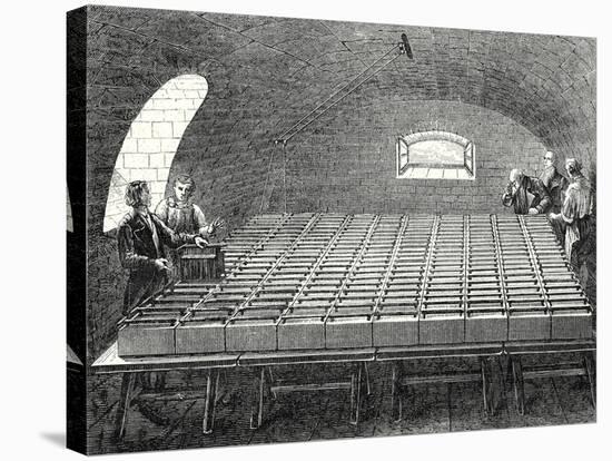 The Large Battery of Wollaston Built by Davy in 1807 at the Royal Institute in London-Humphry Davy-Stretched Canvas