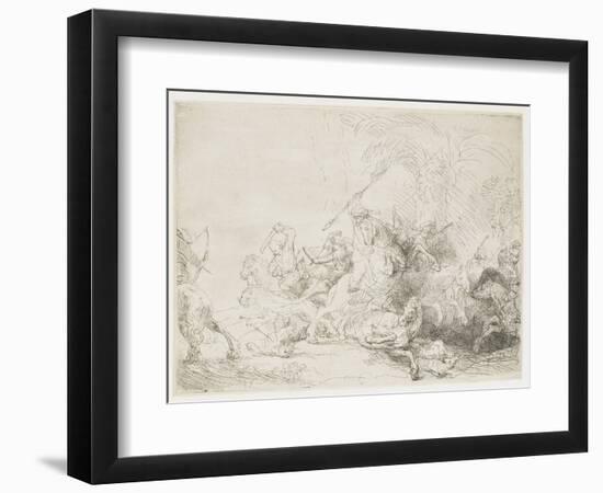 The Large Lion Hunt, 1641-Rembrandt van Rijn-Framed Premium Giclee Print