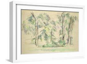 The Large Trees at Jas de Bouffan, c.1885-87-Paul Cézanne-Framed Giclee Print