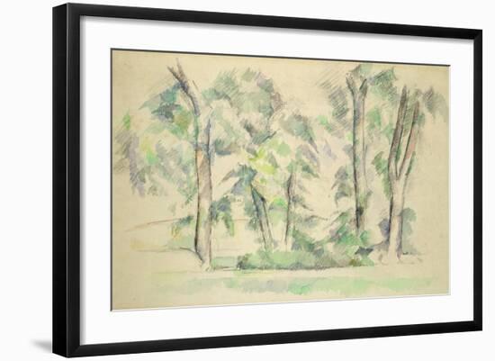 The Large Trees at Jas de Bouffan, c.1885-87-Paul Cézanne-Framed Giclee Print