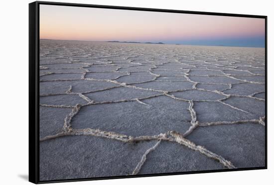 The largest salt flats in the world located in Uyuni, bolivia as the sun is rising in winter.-Mallorie Ostrowitz-Framed Stretched Canvas