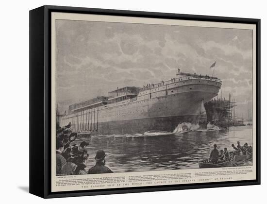 The Largest Ship in the World, the Launch of the Steamer Oceanic at Belfast-Joseph Nash-Framed Stretched Canvas