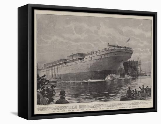 The Largest Ship in the World, the Launch of the Steamer Oceanic at Belfast-Joseph Nash-Framed Stretched Canvas