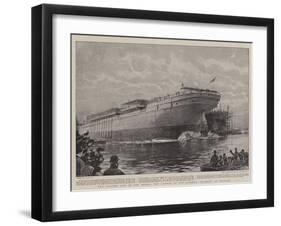 The Largest Ship in the World, the Launch of the Steamer Oceanic at Belfast-Joseph Nash-Framed Giclee Print