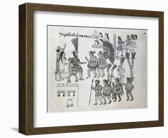 The Last Aztec Emperor Cuauhtemoc Surrenders, Plate-Spanish School-Framed Giclee Print