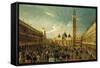 The Last Day of the Carnival, St. Mark's Square, Venice-Gabriele Bella-Framed Stretched Canvas