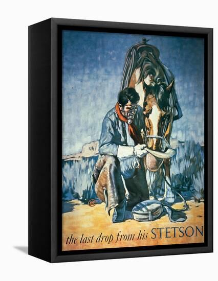 The Last Drop from His Stetson (Colour Litho)-American-Framed Stretched Canvas