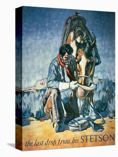 The Last Drop from His Stetson (Colour Litho)-American-Stretched Canvas