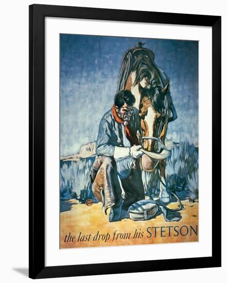 The Last Drop from His Stetson (Colour Litho)-American-Framed Giclee Print