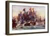 The Last Fight of the "Revenge," Off Flores, in the Azores, 1591-Charles Edward Dixon-Framed Giclee Print